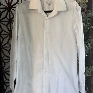 Modena Men's White Dress Shirt - Classic Collared Button-Up